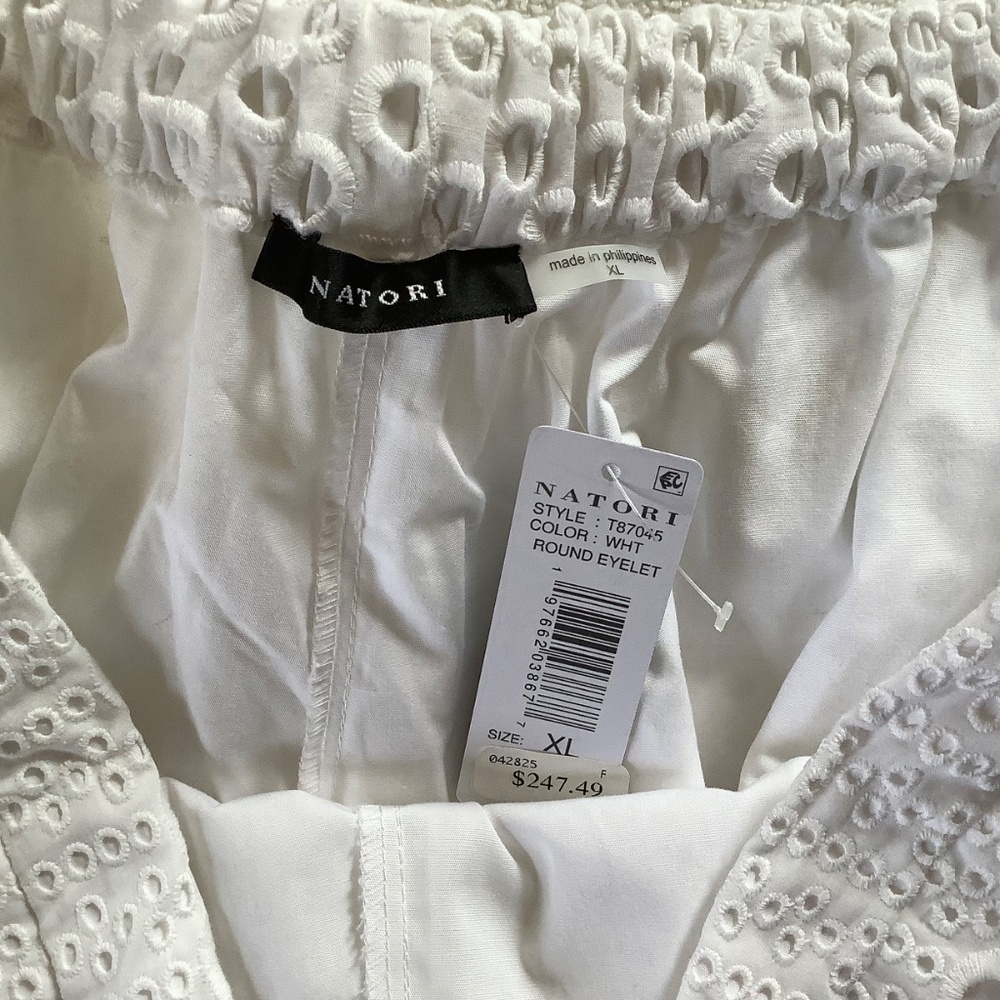 NATORI Round Eyelet Wide Leg Pants White SZ XL - Picture 14 of 16